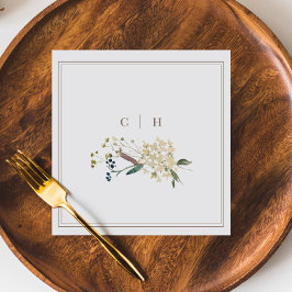 ボホエレガントワイルドフラワー結婚ズイニシャル スタンダードカクテルナプキン