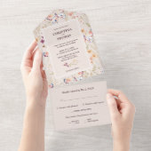 ボホエレガントワイルドフラワー結婚ズ オールインワン招待状 (貼ってはがせる)