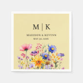 ボホエレガントワイルドフラワー結婚ズ スタンダードカクテルナプキン (正面)