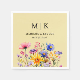ボホエレガントワイルドフラワー結婚ズ スタンダードカクテルナプキン