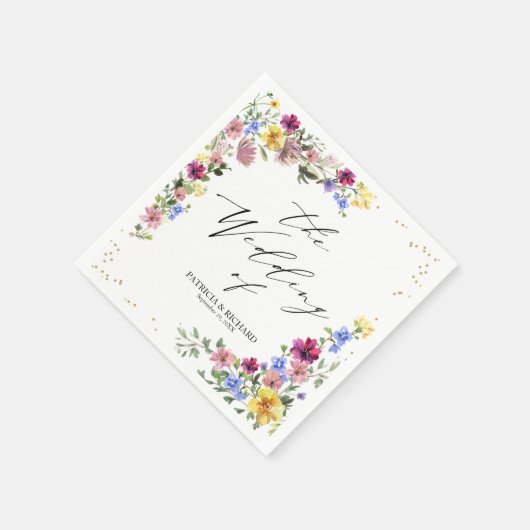 ボホエレガントワイルドフラワー結婚ズ スタンダードカクテルナプキン (角)