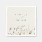 ボホエレガントワイルドフラワー結婚ズ スタンダードカクテルナプキン (正面)