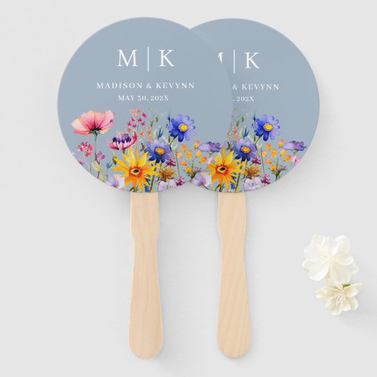 ボホエレガントワイルドフラワー結婚ズ ハンドファン (正面&裏面)