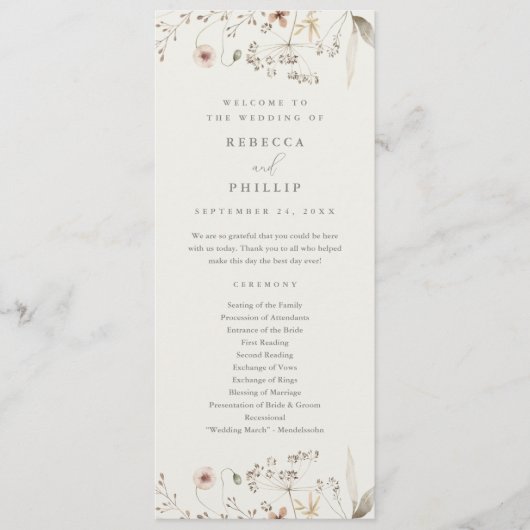 ボホエレガントワイルドフラワー結婚ズ プログラム (正面)