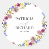 ボホエレガントワイルドフラワー結婚ズ ラウンドシール (正面)
