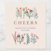 ボホエレガントワイルドフラワー結婚ズ ワインラベル (シングルラベル)