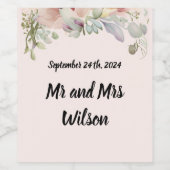 ボホエレガントワイルドフラワー結婚ズ ワインラベル (シングルラベル)