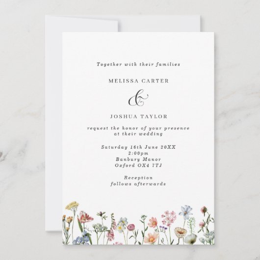 ボホエレガントワイルドフラワー結婚ズ 招待状 (正面)