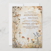 ボホエレガントワイルドフラワー結婚ズ 招待状 (正面)