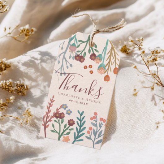 ボホエレガントワイルドフラワー結婚式の引き出物 ギフトタグ