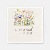 ボホエレガントワイルドフラワー結婚式招待状 スタンダードカクテルナプキン (正面)