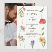 ボホエレガントワイルドフラワー結婚式招待状 招待状 (正面/裏面)