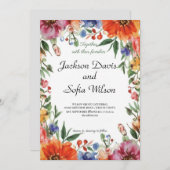 ボホエレガントワイルドフラワー結婚式招待状 招待状 (正面/裏面)
