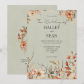 ボホエレガントワイルドフラワー結婚式招待状 招待状 (正面/裏面)