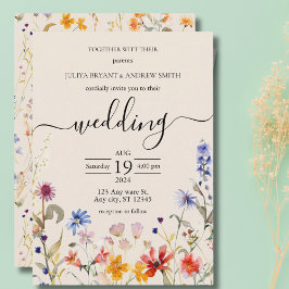 ボホエレガントワイルドフラワー結婚式招待状 招待状