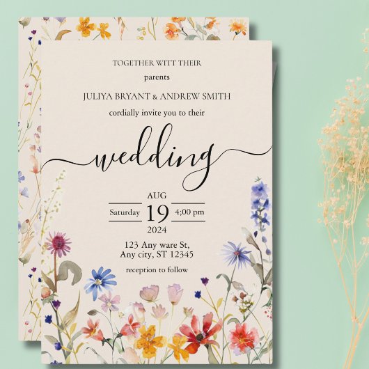 ボホエレガントワイルドフラワー結婚式招待状 招待状