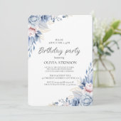 ボホエレガントワイルドフラワー誕生日パーティー 招待状 (スタンド正面)