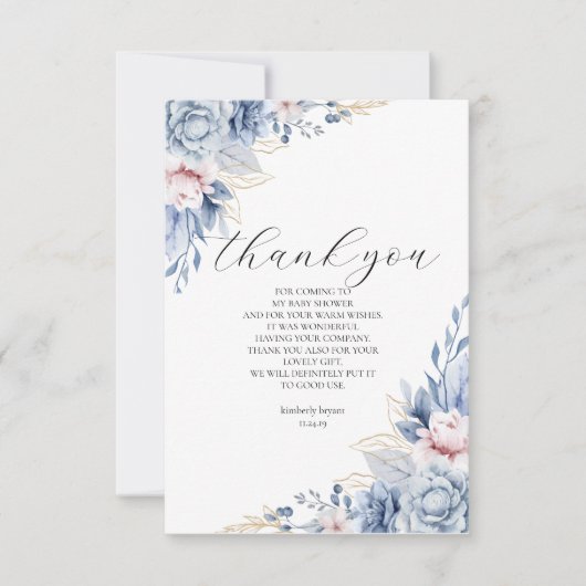 ボホエレガントワイルドフラワー赤ちゃんシャワー サンキューカード (正面)