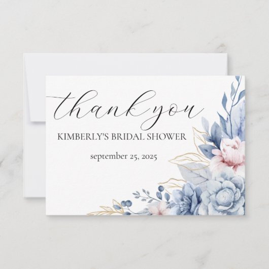 ボホエレガントワイルドフラワー赤ちゃんシャワー サンキューカード (正面)