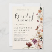 ボホエレガントワイルドフラワー赤面パステルブライダルシャワー 招待状 (正面)