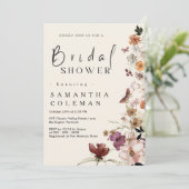 ボホエレガントワイルドフラワー赤面パステルブライダルシャワー 招待状 (スタンド正面)