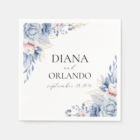 ボホエレガントワイルドフラワー スタンダードカクテルナプキン (正面)