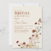 ボホエレガントワイルドフラワーQRコードブライダルシャワー 招待状 (正面)