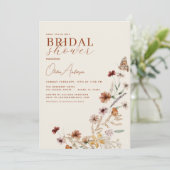 ボホエレガントワイルドフラワーQRコードブライダルシャワー 招待状 (スタンド正面)