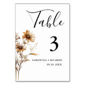 ボホエレガントワドウアイボリーワイルドフラワー結婚ズ テーブルナンバー (裏面)