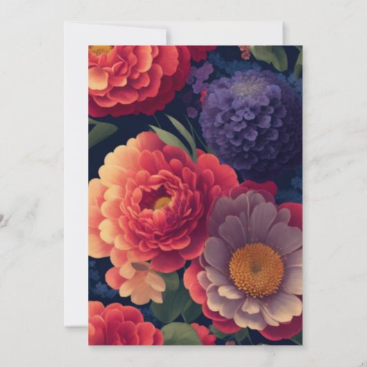 ボホエレガントヴィンテージオレンジ赤紫フローラ 招待状 (裏面)