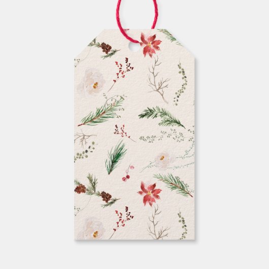ボホエレガントヴィンテージポインセチア緑のクリスマス ギフトタグ (裏面)