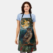 ボホエレガントー染めガラスフクロウ樹林林 エプロン (着用した状態)