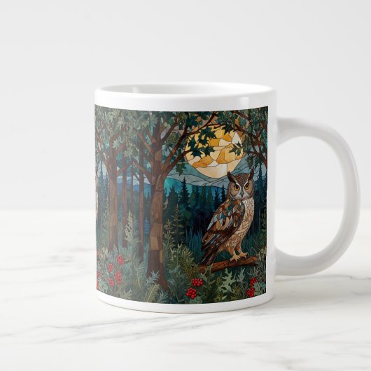 ボホエレガントー染めガラスフクロウ樹林林 ジャンボコーヒーマグカップ (右)