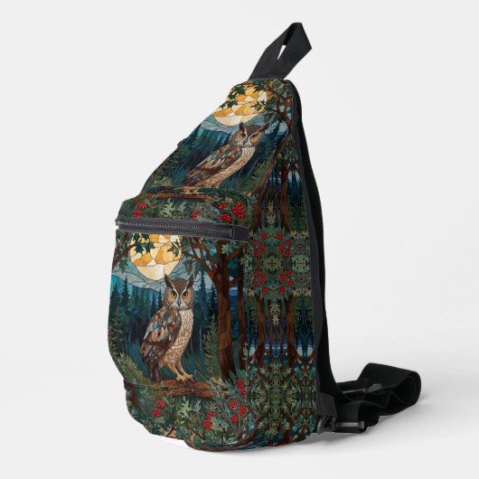 ボホエレガントー染めガラスフクロウ樹林林 スリングバッグ (右コーナー)