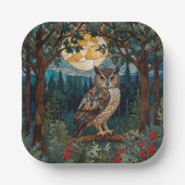 ボホエレガントー染めガラスフクロウ樹林林 ペーパープレート (正面)