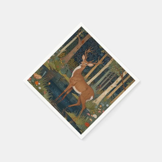 ボホエレガントー素朴な森林樹林鹿アート スタンダードカクテルナプキン (角)