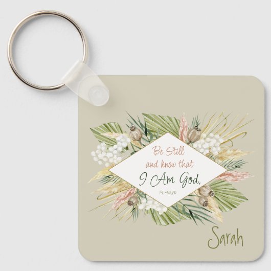 ボホエレガントー聖書の聖句'Be Still and Know' キーホルダー (正面)