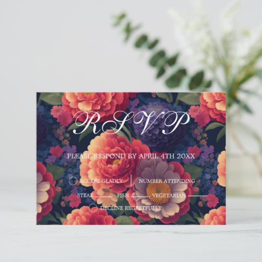 ボホエレガントー赤オレンジ紫フローラ 出欠カード (スタンド正面)