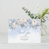 ボホエレガント冬ほこりっぽい青とアイボリーの花 サンキューカード (スタンド正面)