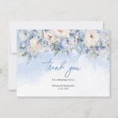 ボホエレガント冬ほこりっぽい青とアイボリーの花 サンキューカード (正面)