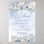 ボホエレガント冬ほこりっぽい青とアイボリーの花 ポスター (正面)