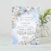 ボホエレガント冬ほこりっぽい青とアイボリーの花 招待状 (スタンド正面)
