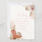 ボホエレガント女性のカーボーイブーツパンパスベビーシャワー 招待状 (正面)