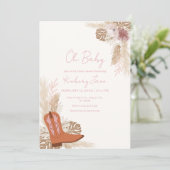 ボホエレガント女性のカーボーイブーツパンパスベビーシャワー 招待状 (スタンド正面)