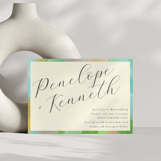 ボホエレガント抽象芸術ウォーターカラーパステル結婚ズ 招待状