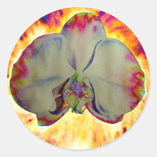 ボホエレガント抽象芸術水彩蘭絵を描香 ラウンドシール (正面)