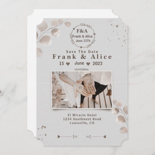 ボホエレガント日モダン付を保存する セーブザデート (正面/裏面)