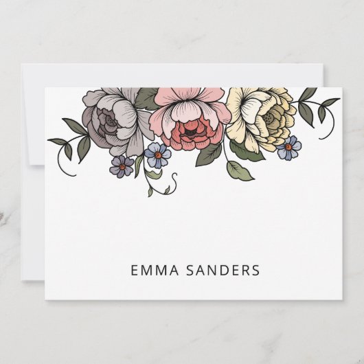 ボホエレガント植物学花模様パーソナライズされた ノートカード (正面)