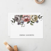 ボホエレガント植物学花模様パーソナライズされた ノートカード (正面/裏面インサイチュ)