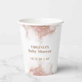 ボホエレガント水彩瑪瑙金ゴールドベビーシャワー 紙コップ